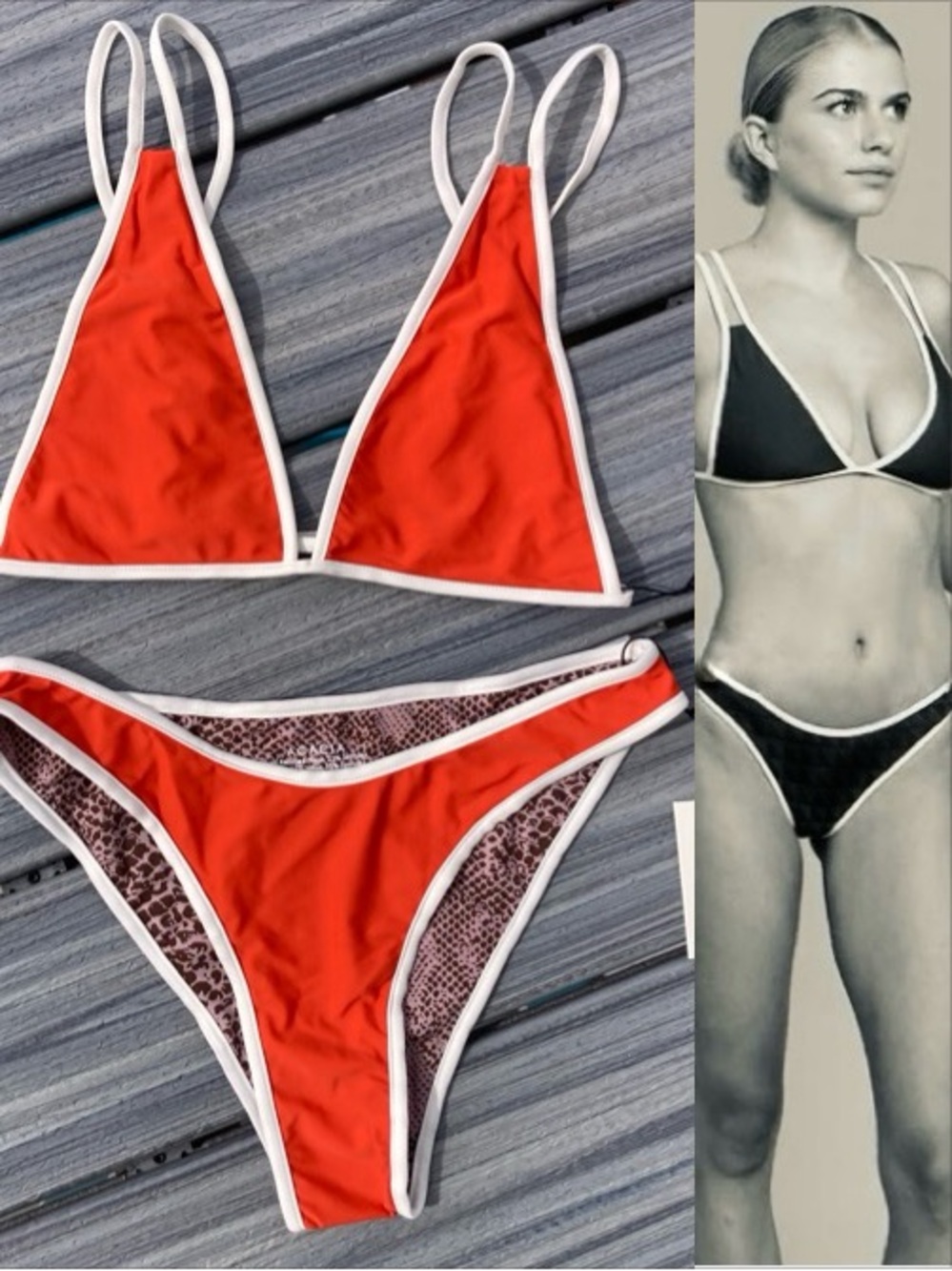 NWT ACACIA Set - Leon Bikini Top & Parker Bottom in Saffron Piped - L